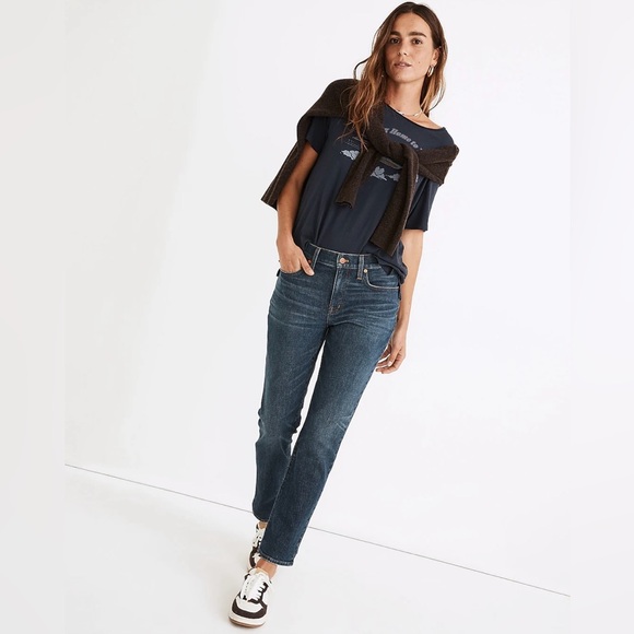 Madewell Tomboy Straight Jeans in Callan Wash Ankle Mid Rise Stretch - Picture 2 of 16